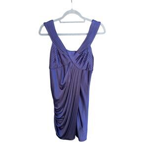 BCBG Maxazria Corella Bluish Purple Ruched Drape‎ Mini Dress - Size 6
